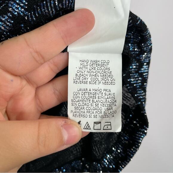 Blue Sage Vintage glittery shimmer tank blouse 90s Y2K evening artsy size Large - Picture 9 of 11